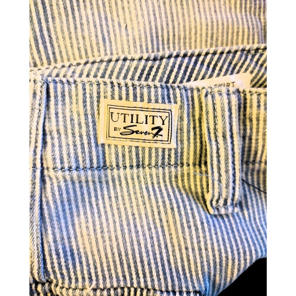 Seven7 for all Mankind Denim Jean Skirt Utility Railroad Striped Frayed 14 - Picture 4 of 8